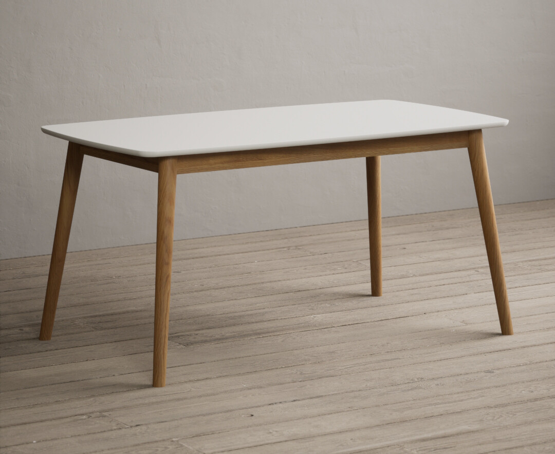 Photo 1 of Nordic 150cm solid oak and signal white painted dining table