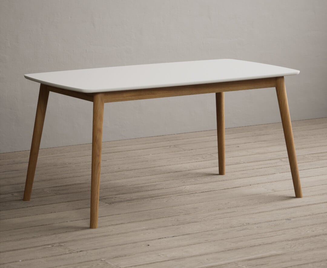 Product photograph of Nordic 150cm Solid Oak And Signal White Painted Dining Table from Oak Furniture Superstore