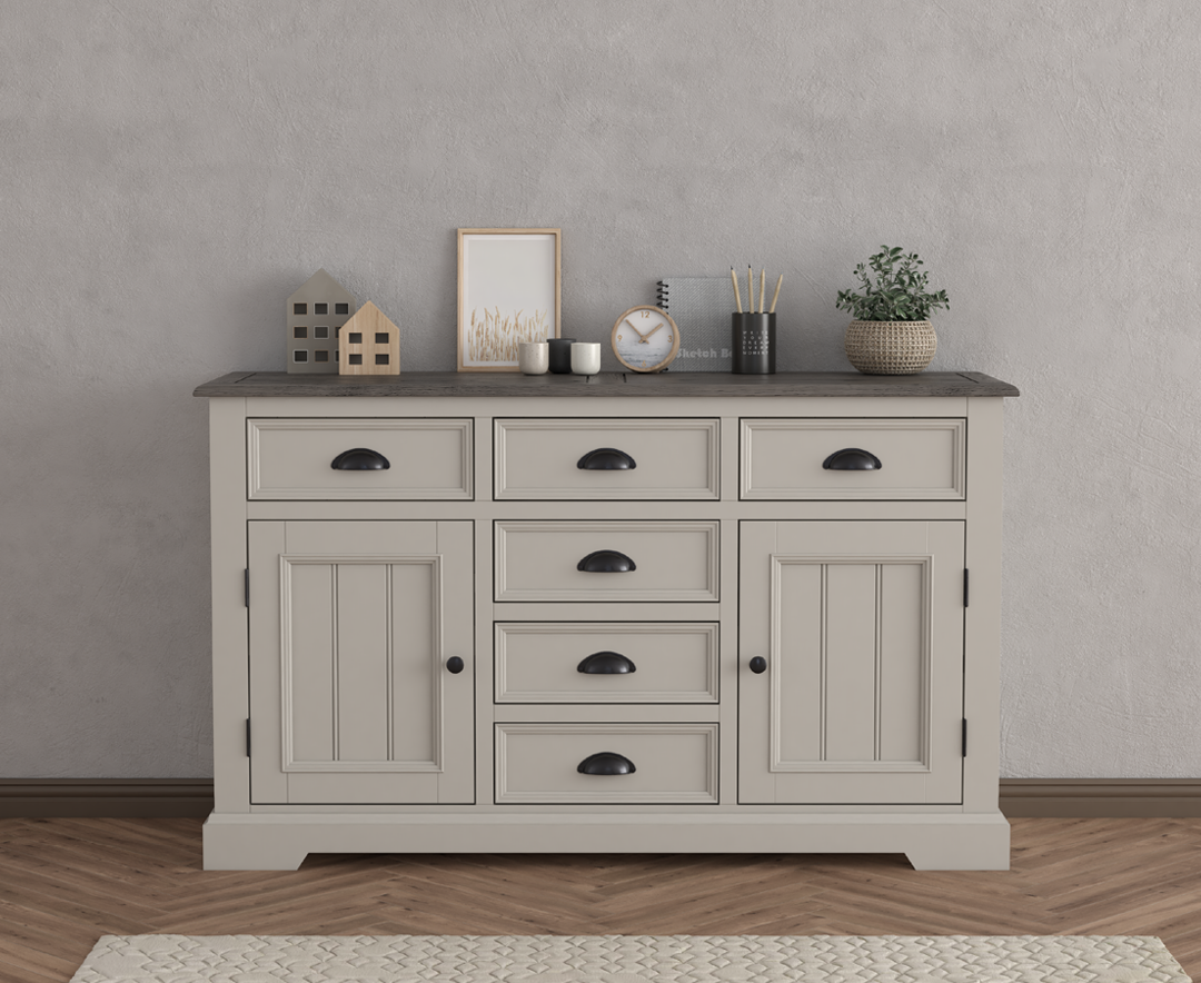 Product photograph of Dartmouth Oak And Soft White Painted Large Sideboard from Oak Furniture Superstore