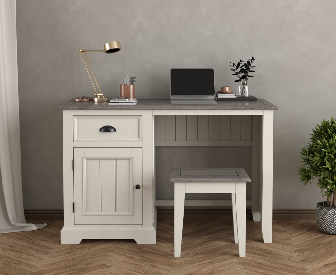 Product photograph of Dartmouth Oak And Soft White Painted Computer Desk from Oak Furniture Superstore