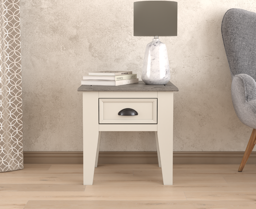 Product photograph of Dartmouth Oak And Soft White Painted Lamp Table from Oak Furniture Superstore