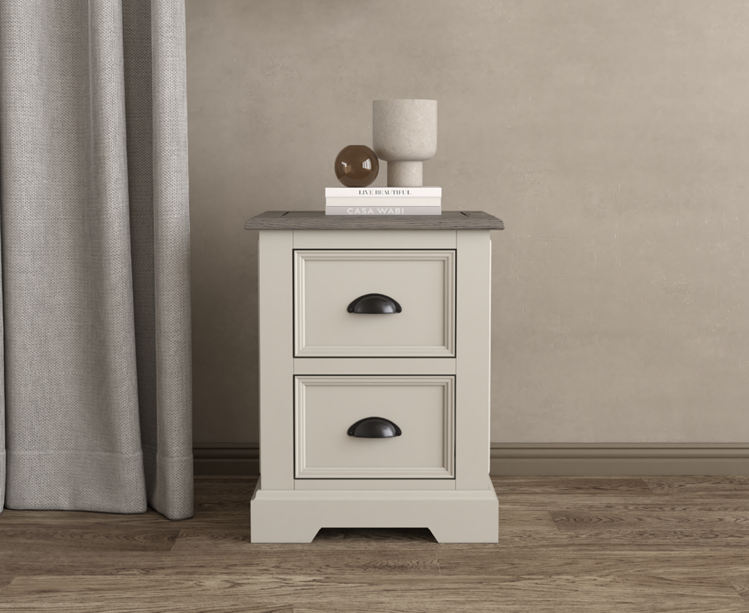 Dartmouth Oak and Soft White Painted 2 Drawer Bedside Chest