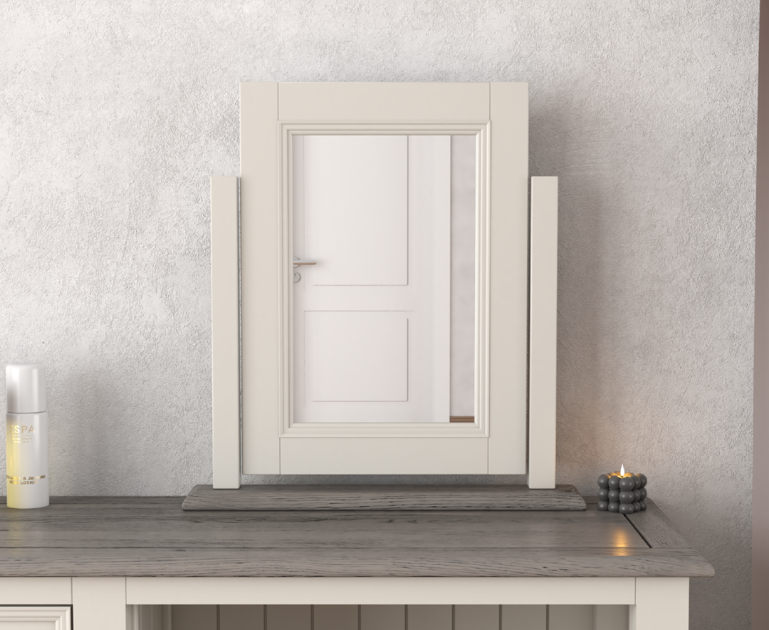 Product photograph of Dartmouth Oak And Soft White Painted Dressing Table Mirror from Oak Furniture Superstore