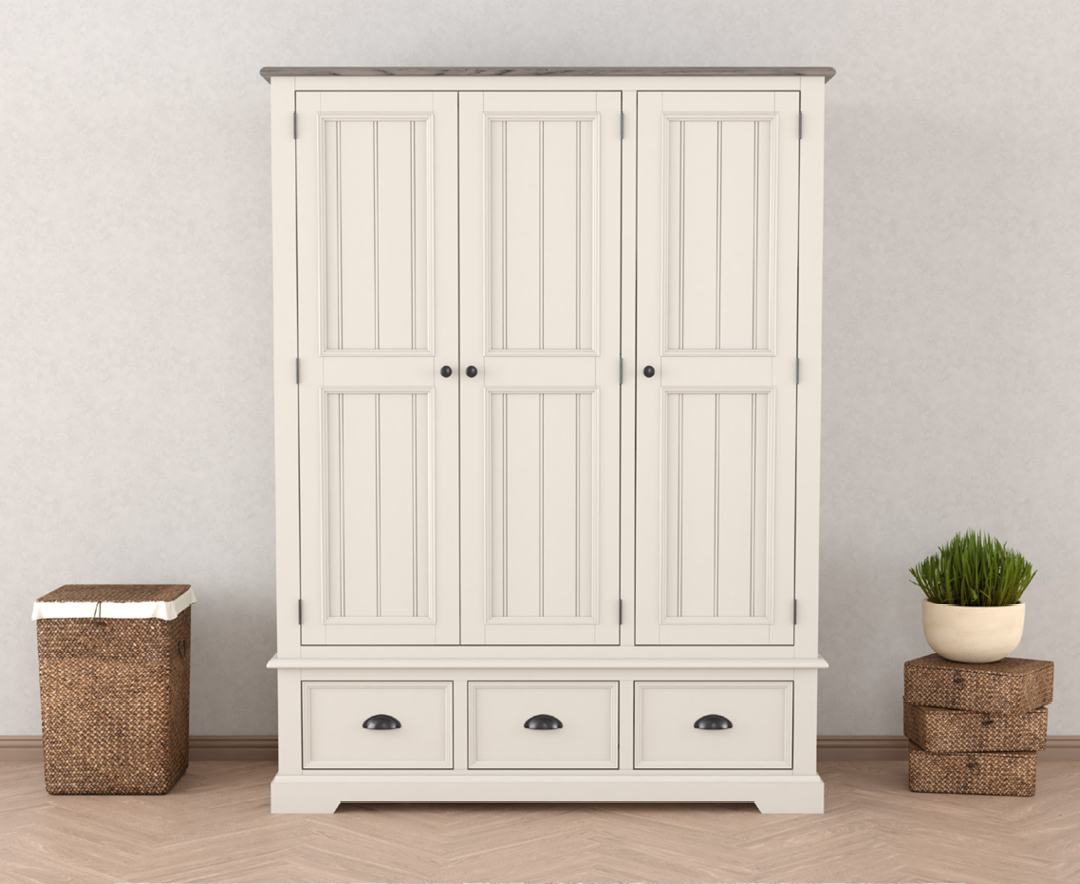Dartmouth Oak and Soft White Painted Triple Wardrobe