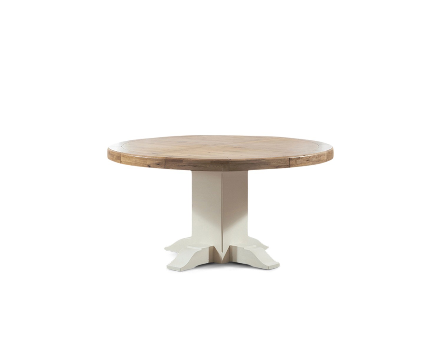 Photo 4 of Extending helmsley oak & cream painted pedestal dining table