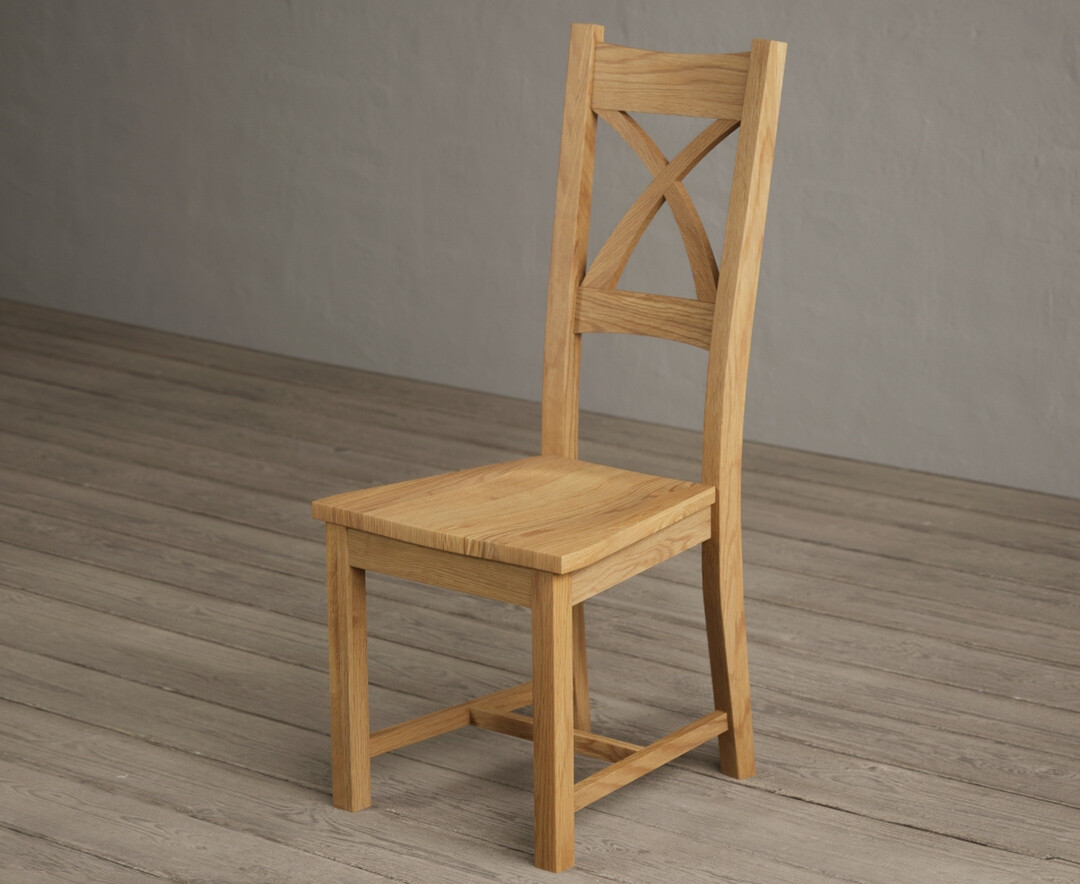 Photo 1 of Natural solid oak x back dining chairs with oak seat pad