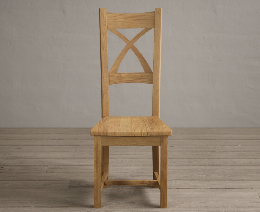 Product photograph of Natural Solid Oak X Back Dining Chairs With Oak Seat Pad from Oak Furniture Superstore