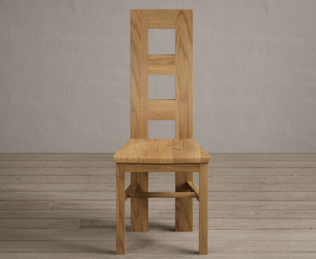 Product photograph of Natural Solid Oak Flow Back Dining Chairs With Oak Seat Pad from Oak Furniture Superstore