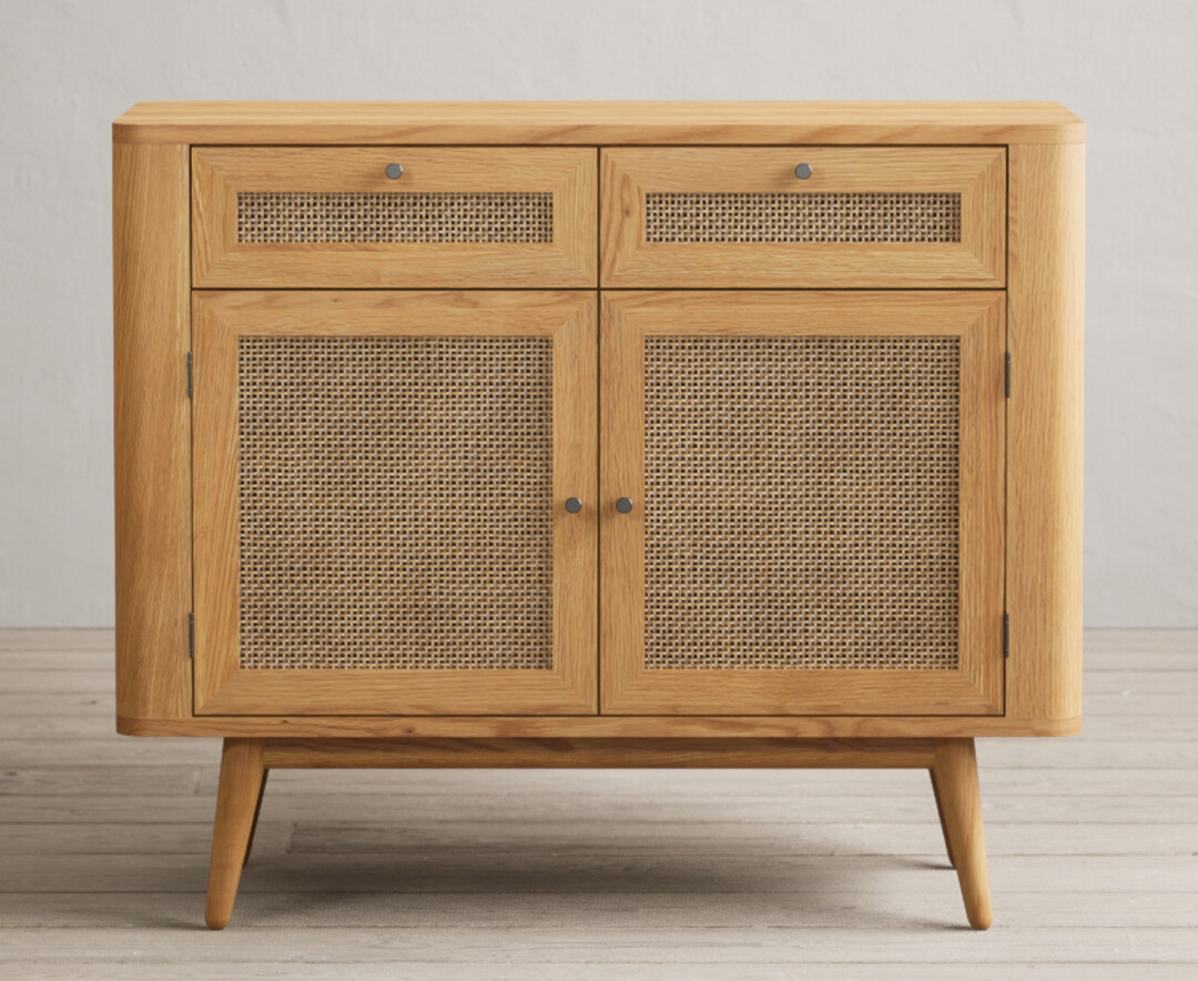 Product photograph of Oak Rattan Small Sideboard from Oak Furniture Superstore