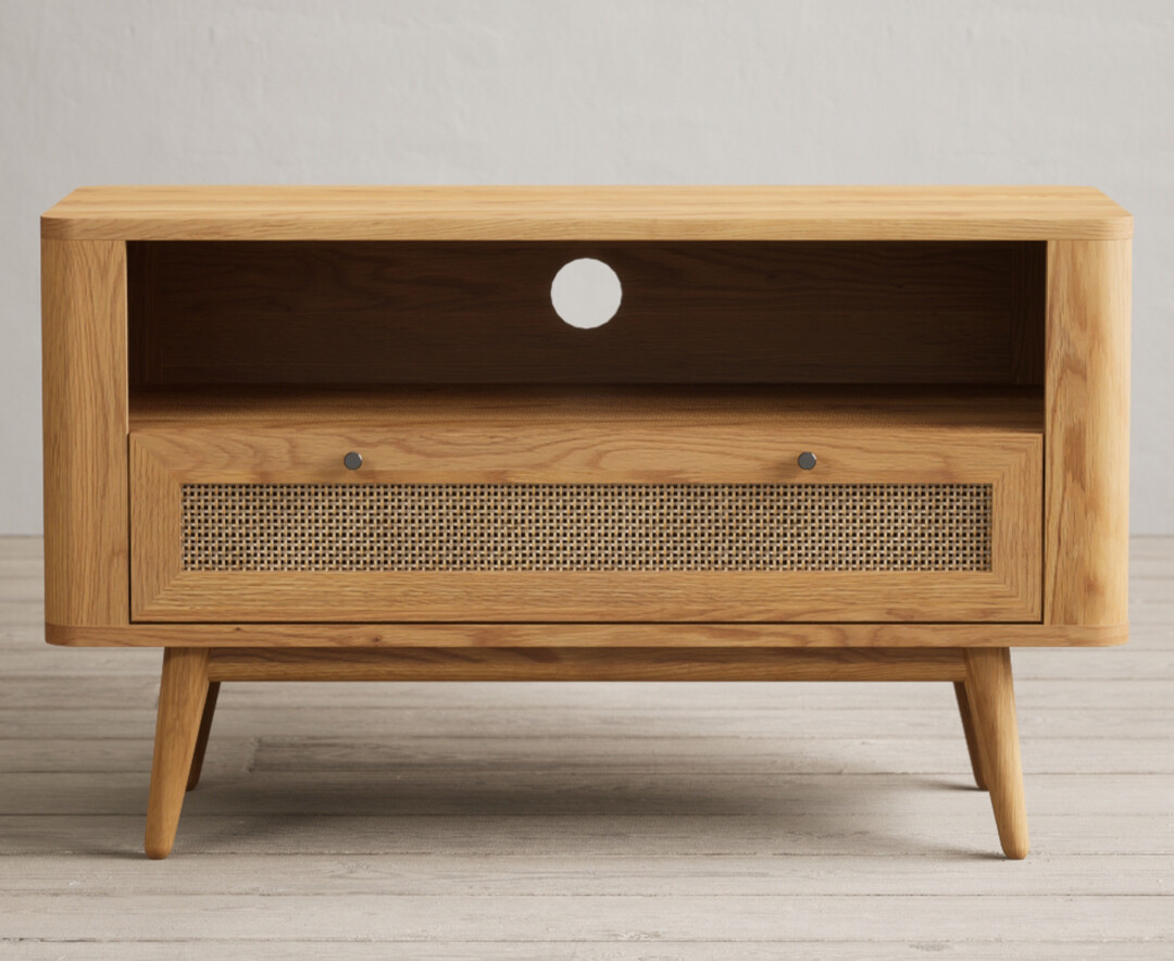 Product photograph of Oak Rattan Small Tv Cabinet from Oak Furniture Superstore