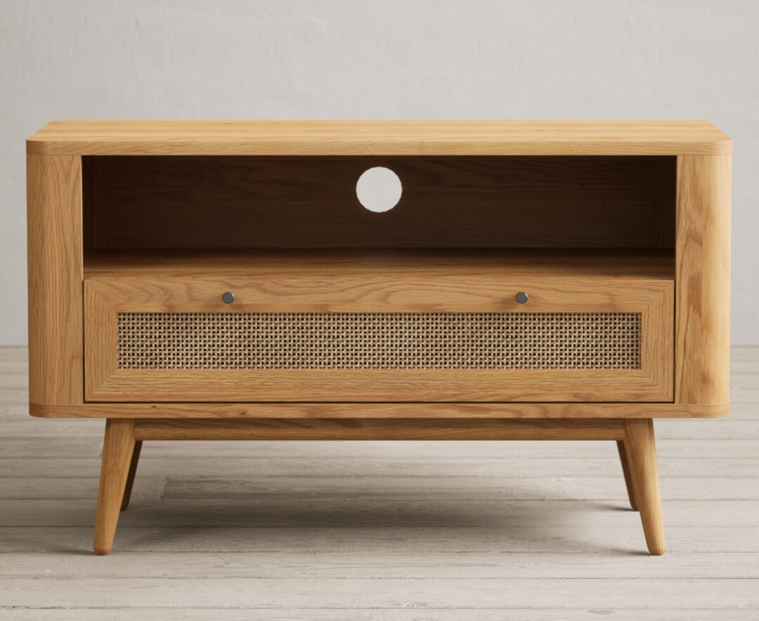 Oak Rattan Small Tv Cabinet