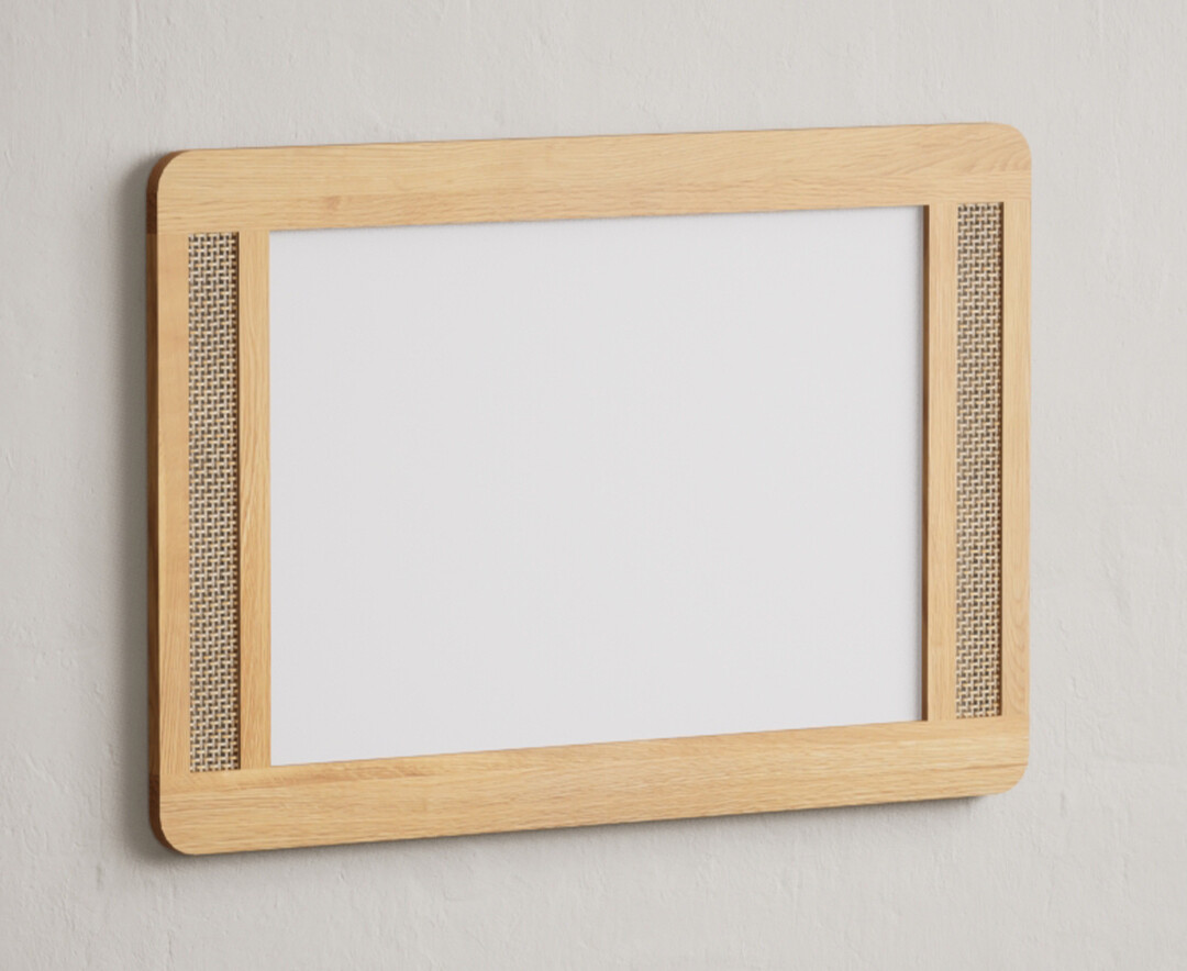 Product photograph of Oak Rattan Wall Mirror from Oak Furniture Superstore.