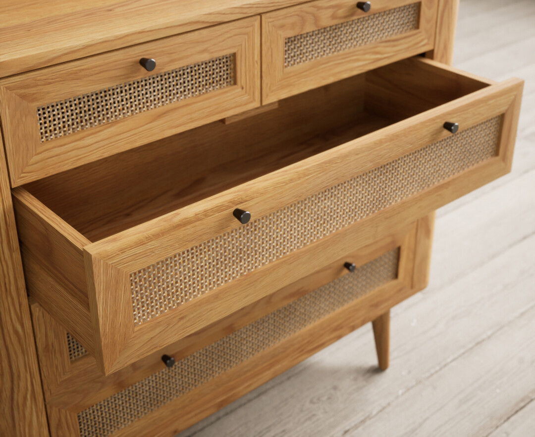 Photo 2 of Oak rattan 2 over 3 chest of drawers