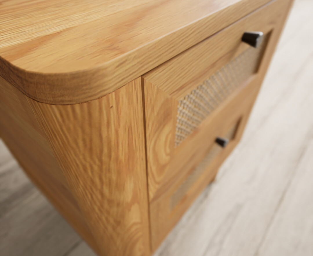 Photo 3 of Oak rattan 2 drawer bedside chest