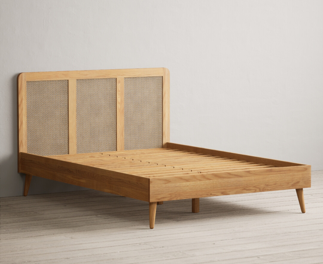 Product photograph of Oak Rattan Double Bed from Oak Furniture Superstore