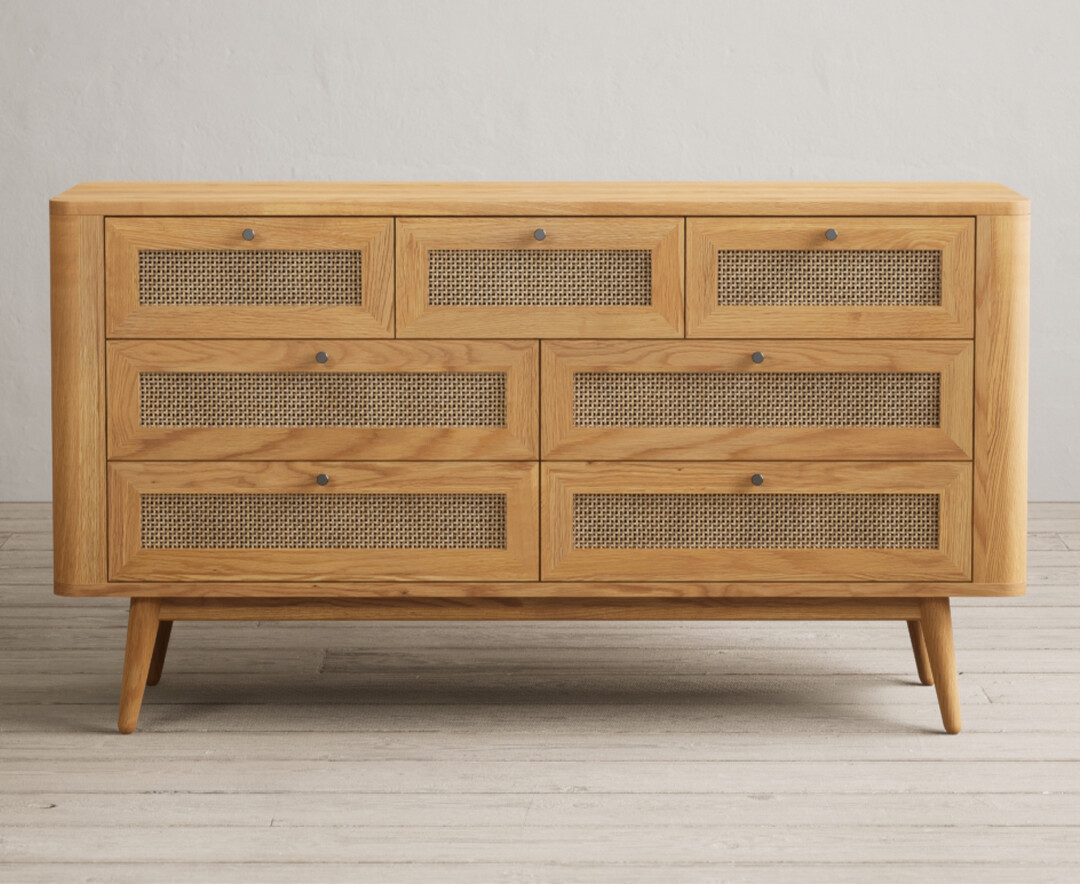 Photo 3 of Oak rattan wide chest of drawers