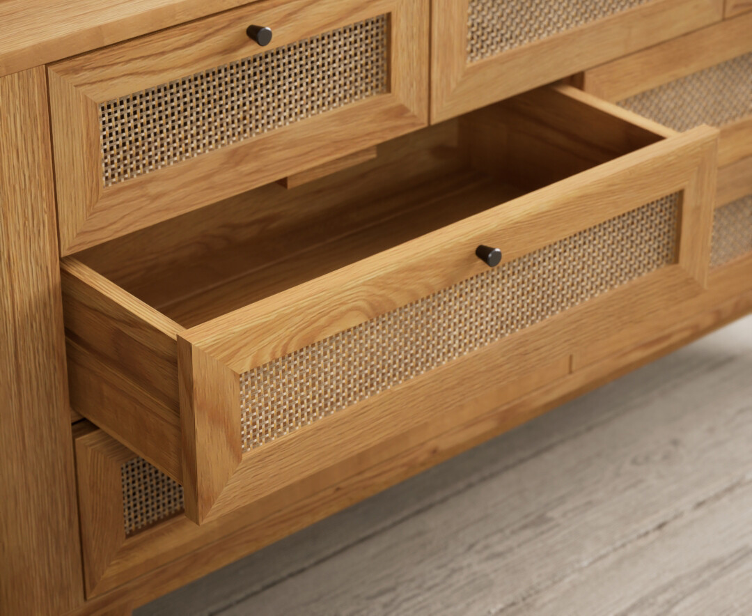 Photo 1 of Oak rattan wide chest of drawers