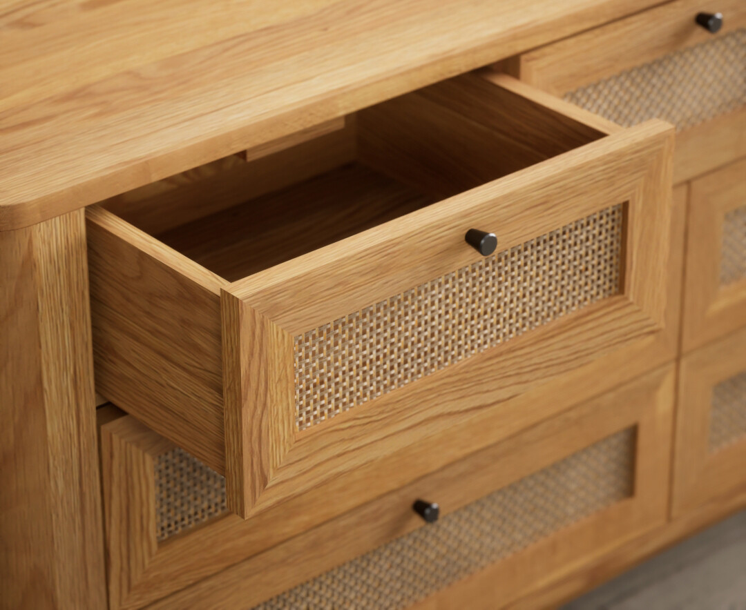 Photo 2 of Oak rattan wide chest of drawers