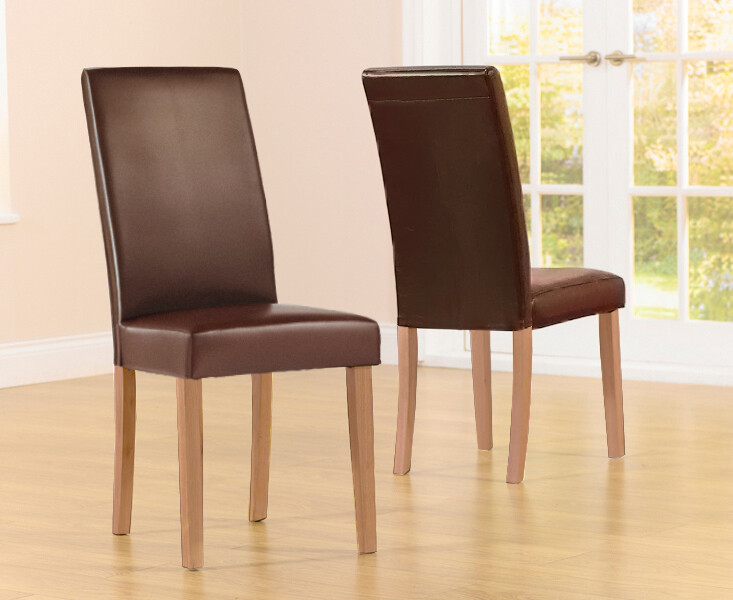 Product photograph of Olivia Brown Faux Leather Dining Chairs from Oak Furniture Superstore