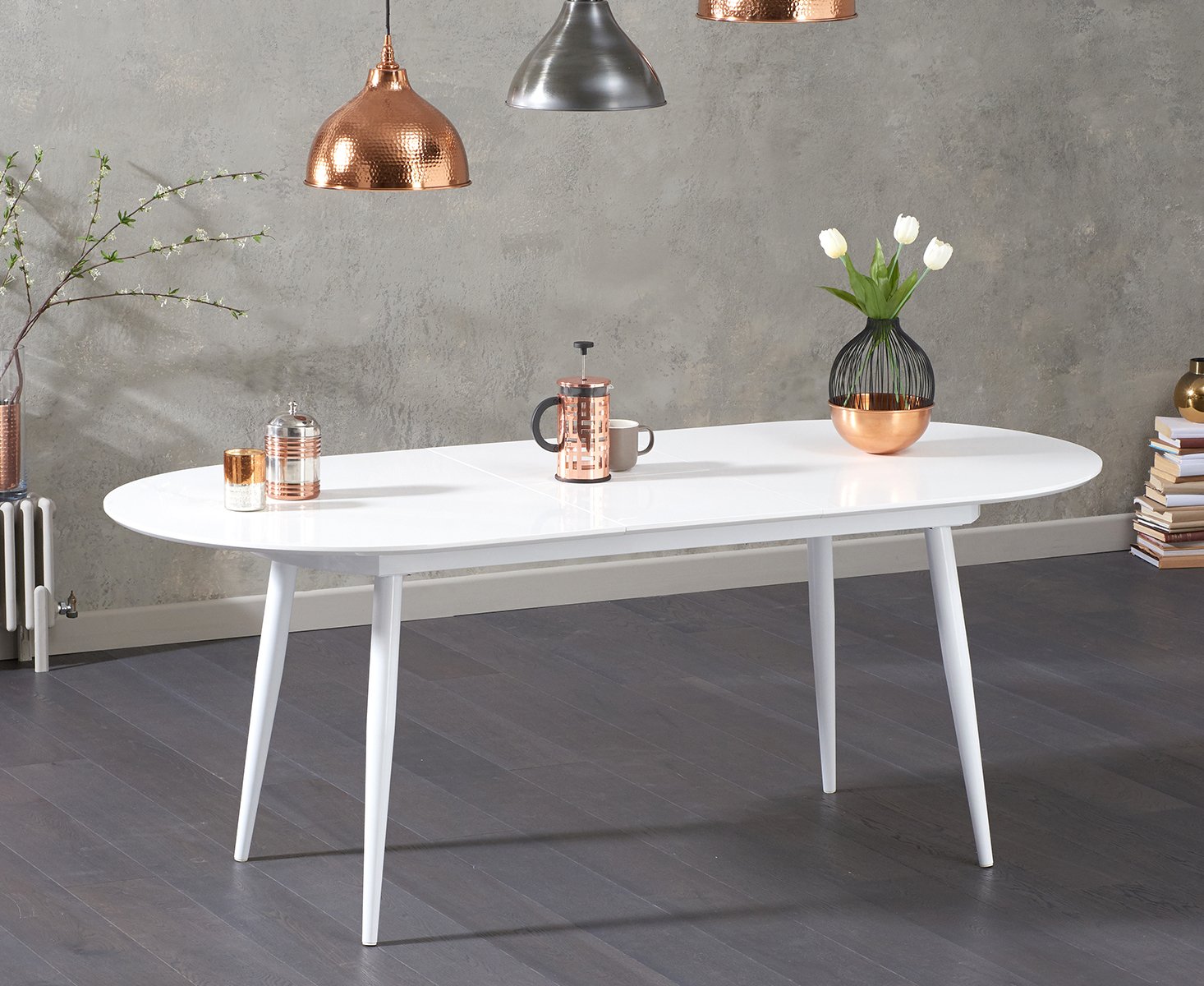 Extending Veneti White High Gloss Dining Table