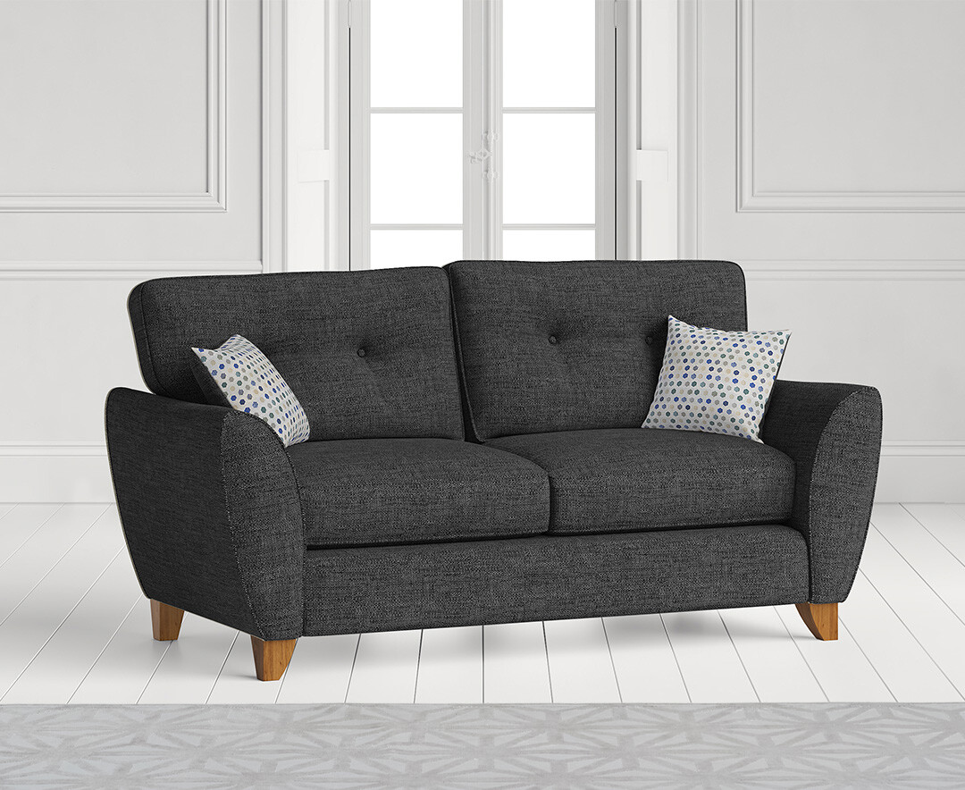 Product photograph of Florin Charcoal Grey Fabric Two Seater Sofa from Oak Furniture Superstore.
