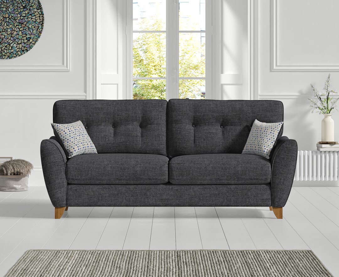 Product photograph of Florin Charcoal Grey Fabric Three Seater Sofa from Oak Furniture Superstore
