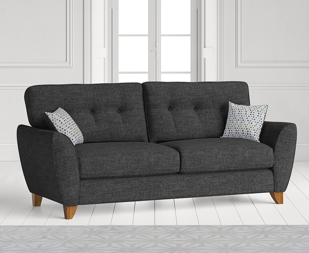 Product photograph of Florin Charcoal Grey Fabric Three Seater Sofa from Oak Furniture Superstore.