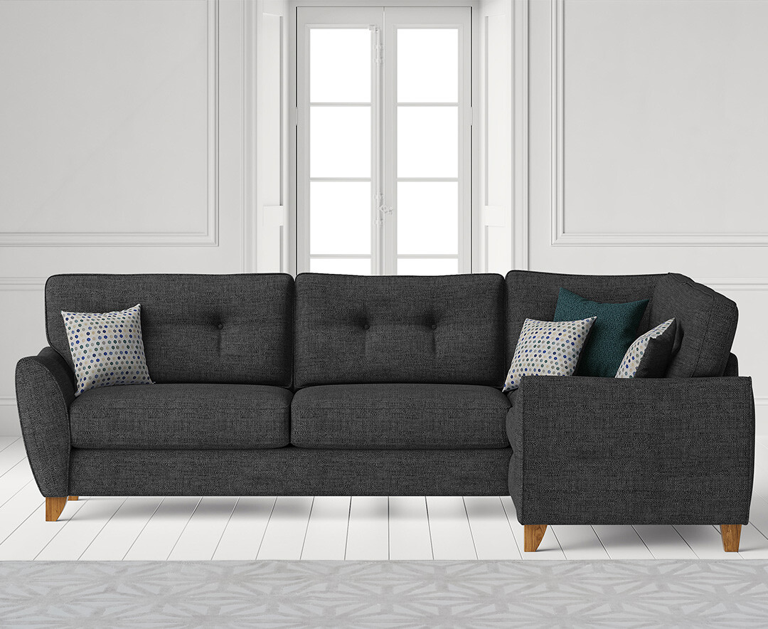 Product photograph of Florin Charcoal Grey Fabric Right Hand Facing Corner Sofa from Oak Furniture Superstore