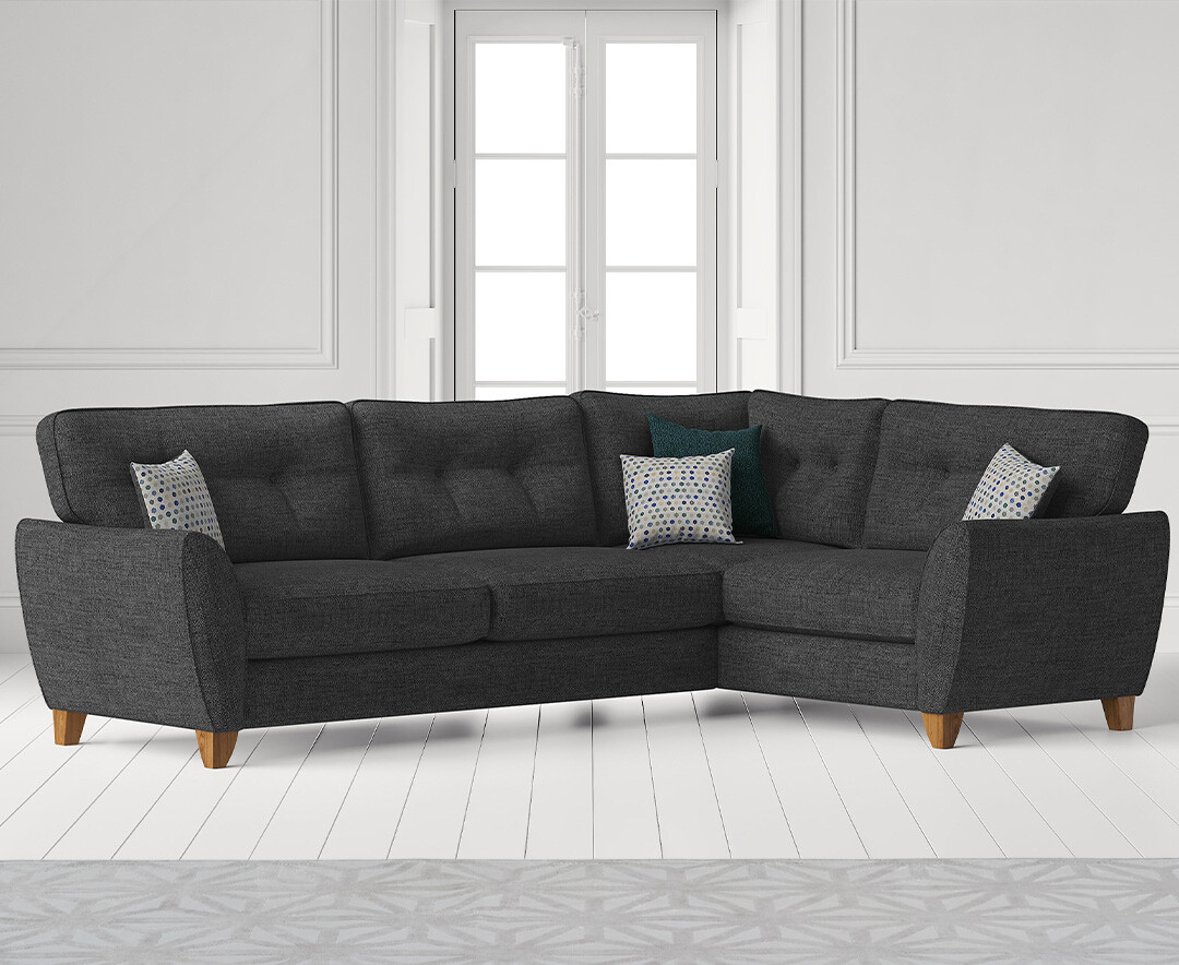 Product photograph of Florin Charcoal Grey Fabric Right Hand Facing Corner Sofa from Oak Furniture Superstore.