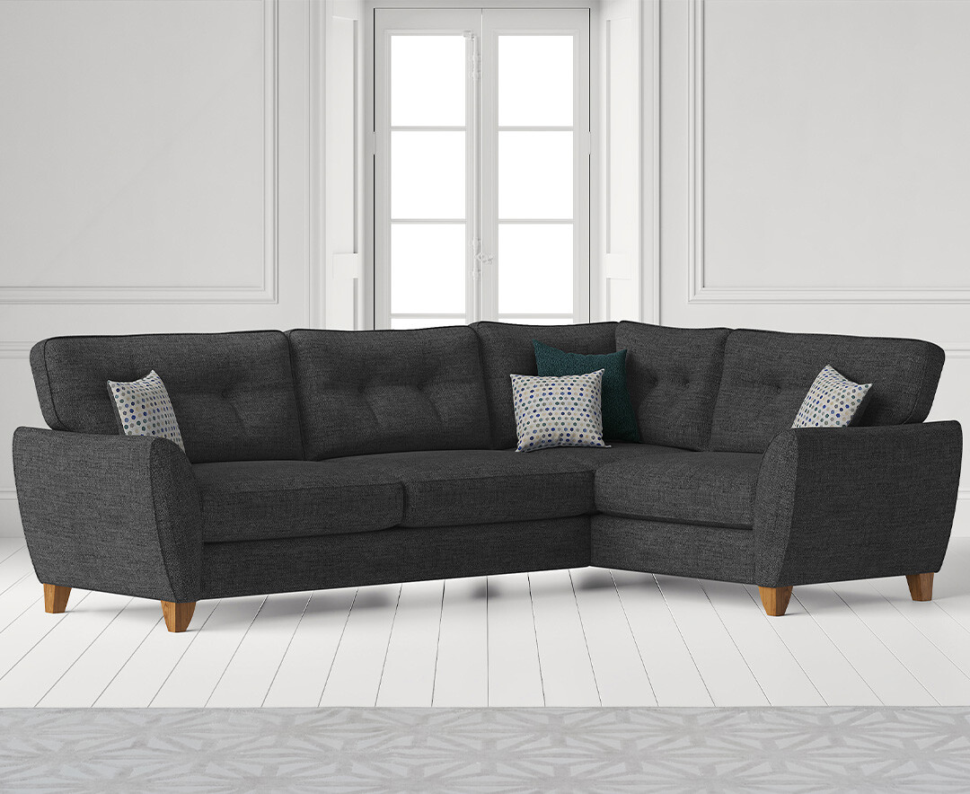 Product photograph of Florin Charcoal Grey Fabric Right Hand Facing Corner Sofa from Oak Furniture Superstore