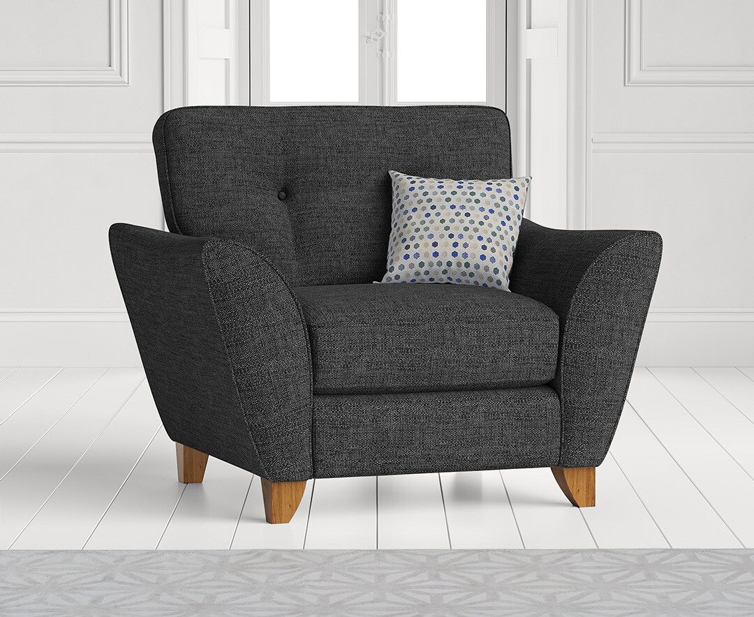 Product photograph of Florin Charcoal Grey Fabric Armchair from Oak Furniture Superstore.