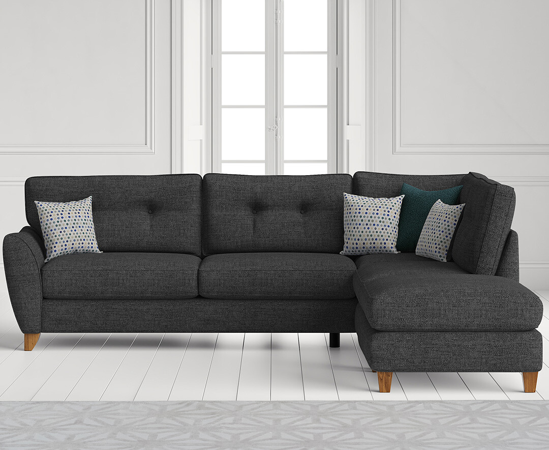 Product photograph of Florin Charcoal Grey Fabric Right Hand Facing Corner Chaise Sofa from Oak Furniture Superstore