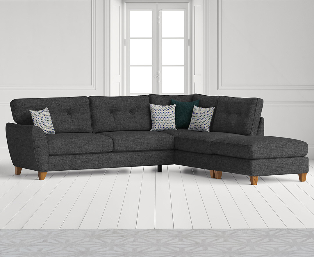 Product photograph of Florin Charcoal Grey Fabric Right Hand Facing Corner Chaise Sofa from Oak Furniture Superstore.