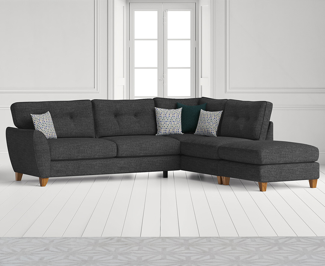 Product photograph of Florin Charcoal Grey Fabric Right Hand Facing Corner Chaise Sofa from Oak Furniture Superstore
