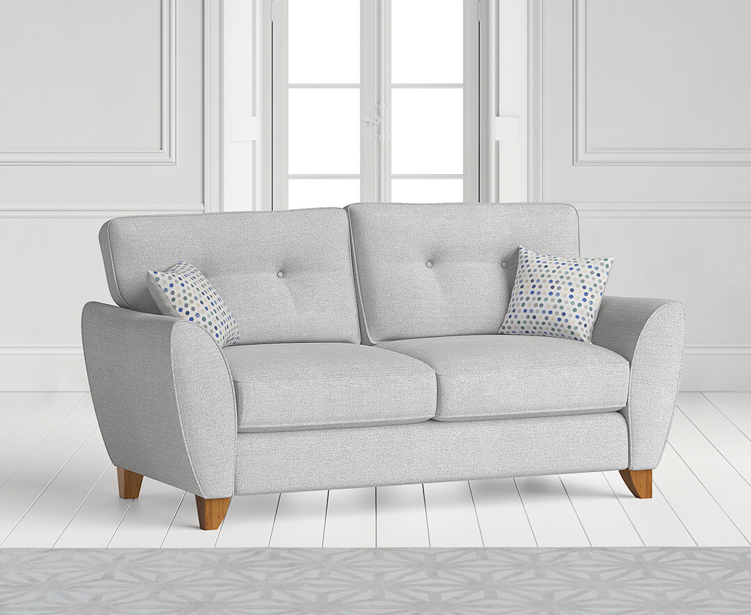 Product photograph of Florin Light Grey Fabric Two Seater Sofa from Oak Furniture Superstore.