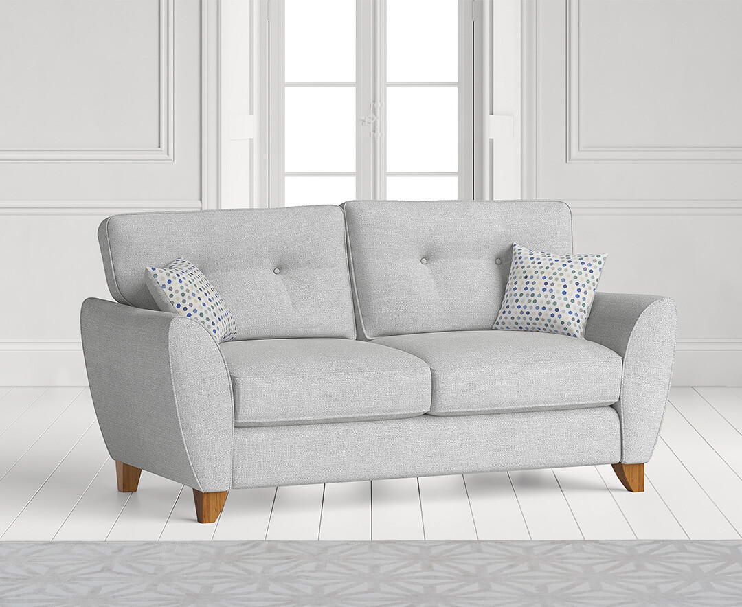 Product photograph of Florin Light Grey Fabric Two Seater Sofa from Oak Furniture Superstore