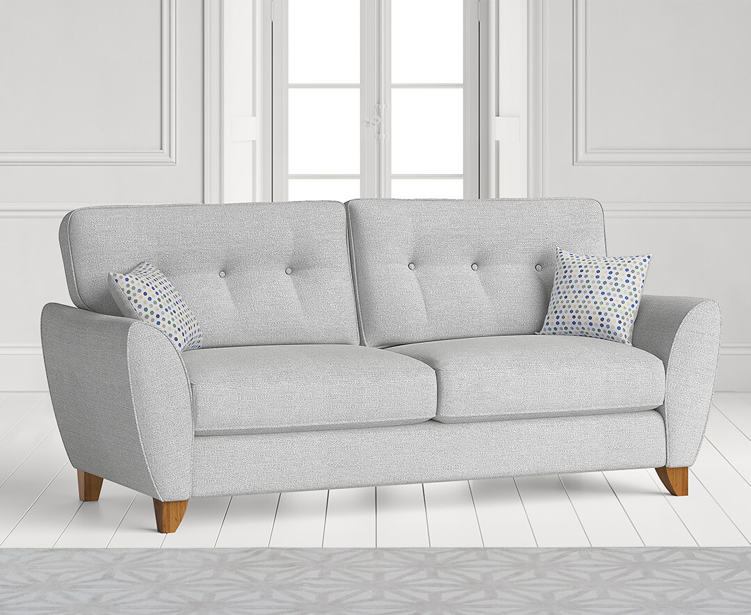 Product photograph of Florin Light Grey Fabric Three Seater Sofa from Oak Furniture Superstore.