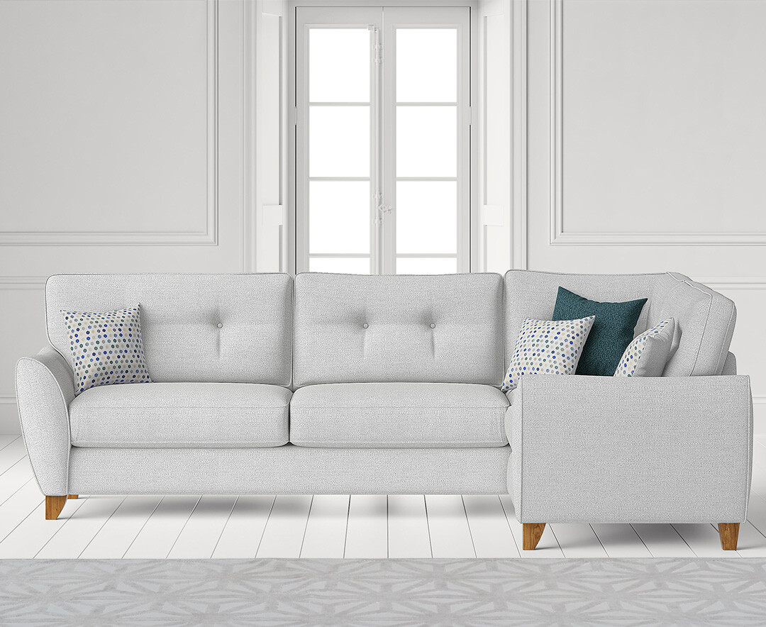 Product photograph of Florin Light Grey Fabric Right Hand Facing Corner Sofa from Oak Furniture Superstore