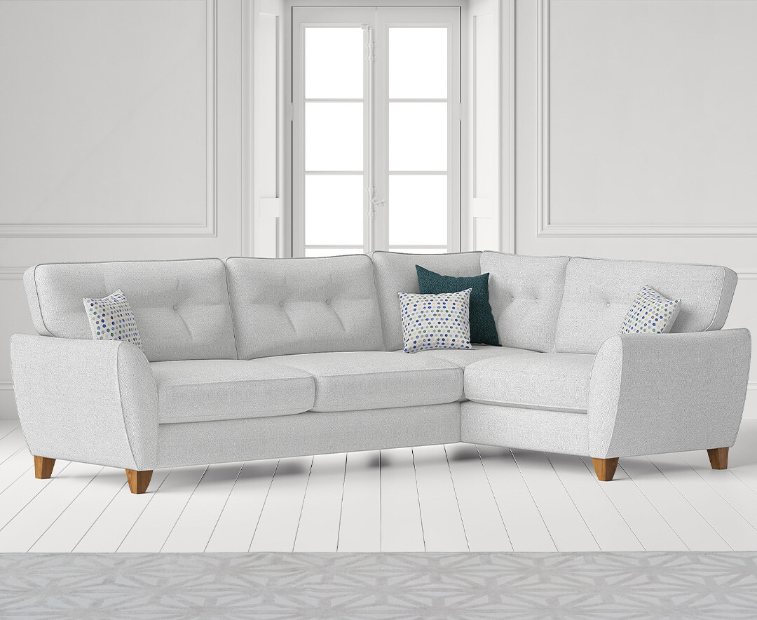 Product photograph of Florin Light Grey Fabric Right Hand Facing Corner Sofa from Oak Furniture Superstore.