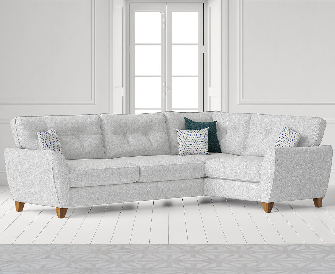 Product photograph of Florin Light Grey Fabric Right Hand Facing Corner Sofa from Oak Furniture Superstore