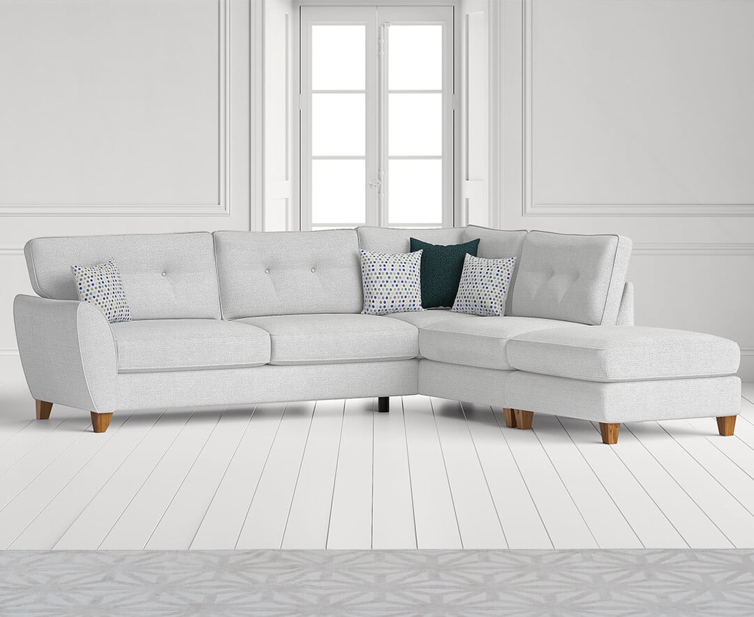 Product photograph of Florin Light Grey Fabric Right Hand Facing Corner Chaise Sofa from Oak Furniture Superstore
