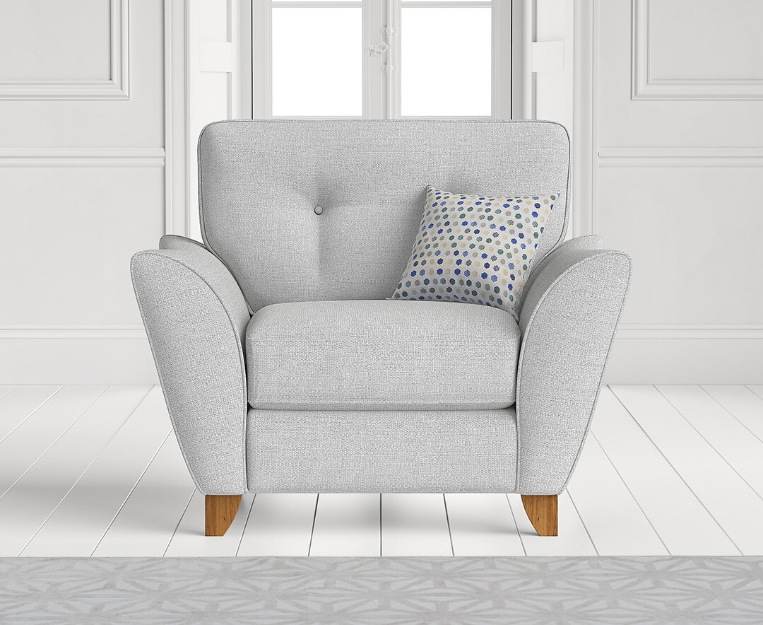Product photograph of Florin Light Grey Fabric Armchair from Oak Furniture Superstore