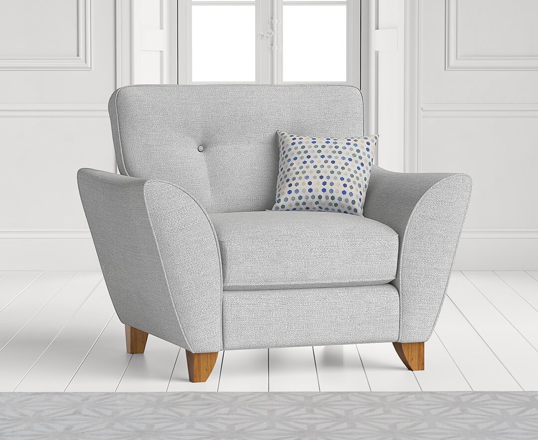 Product photograph of Florin Light Grey Fabric Armchair from Oak Furniture Superstore