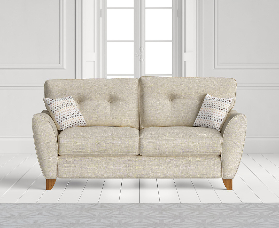 Product photograph of Florin Cream Fabric Two Seater Sofa from Oak Furniture Superstore