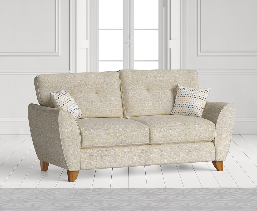Product photograph of Florin Cream Fabric Two Seater Sofa from Oak Furniture Superstore.