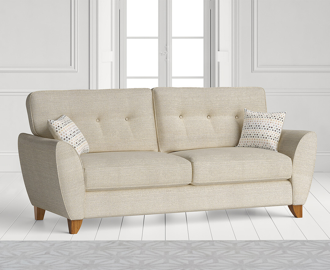 Product photograph of Florin Cream Fabric Three Seater Sofa from Oak Furniture Superstore