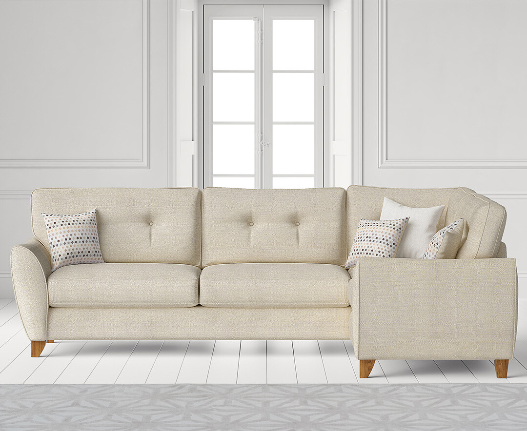 Product photograph of Florin Cream Fabric Right Hand Facing Corner Sofa from Oak Furniture Superstore