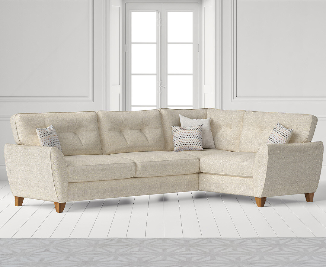 Product photograph of Florin Cream Fabric Right Hand Facing Corner Sofa from Oak Furniture Superstore.