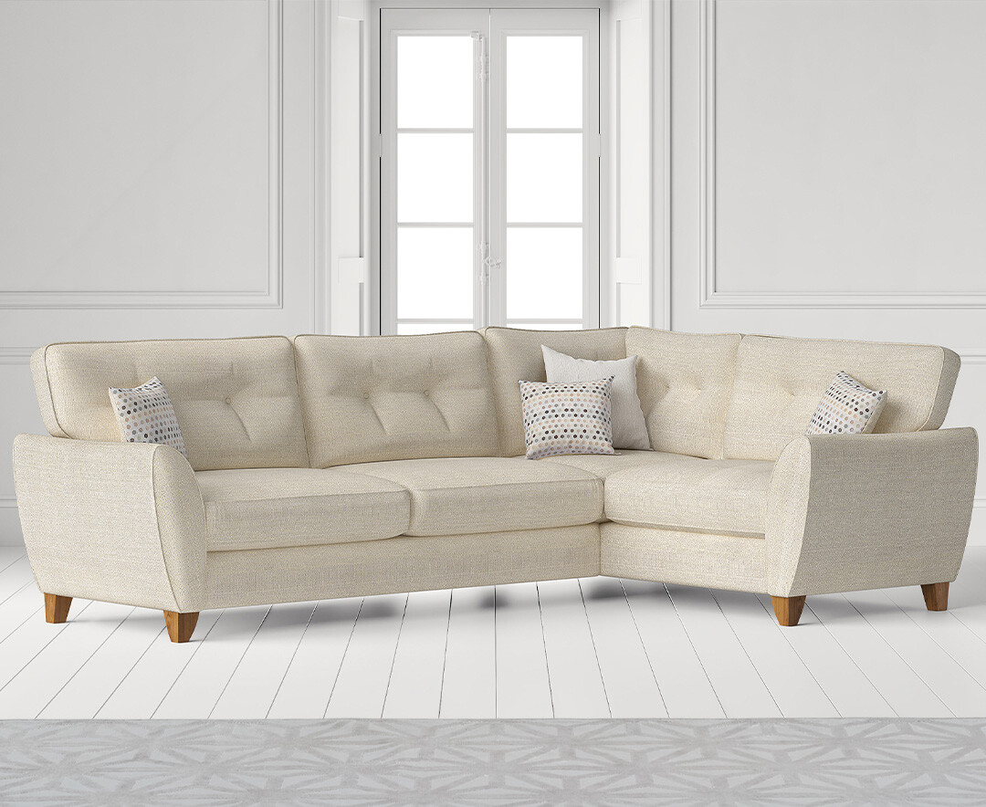 Product photograph of Florin Cream Fabric Right Hand Facing Corner Sofa from Oak Furniture Superstore