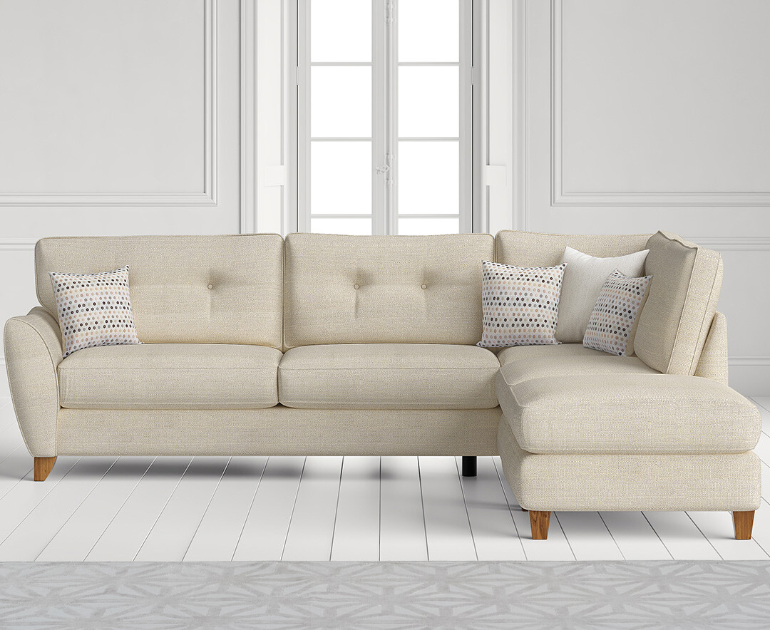 Product photograph of Florin Cream Fabric Right Hand Facing Corner Chaise Sofa from Oak Furniture Superstore